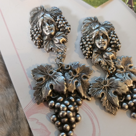 Amazing Vintage Art Nouveau Silver Plated Earrings - Picture 6 of 10